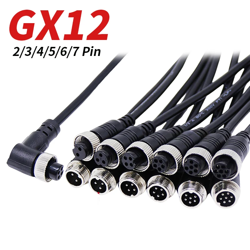 GX12 Male to Female Extension Line 4Pin Aviation Plug Connection Wire 2/3/4/5/6/7 Pin Plug Sensing Connector Cable 0.2-3 Meter