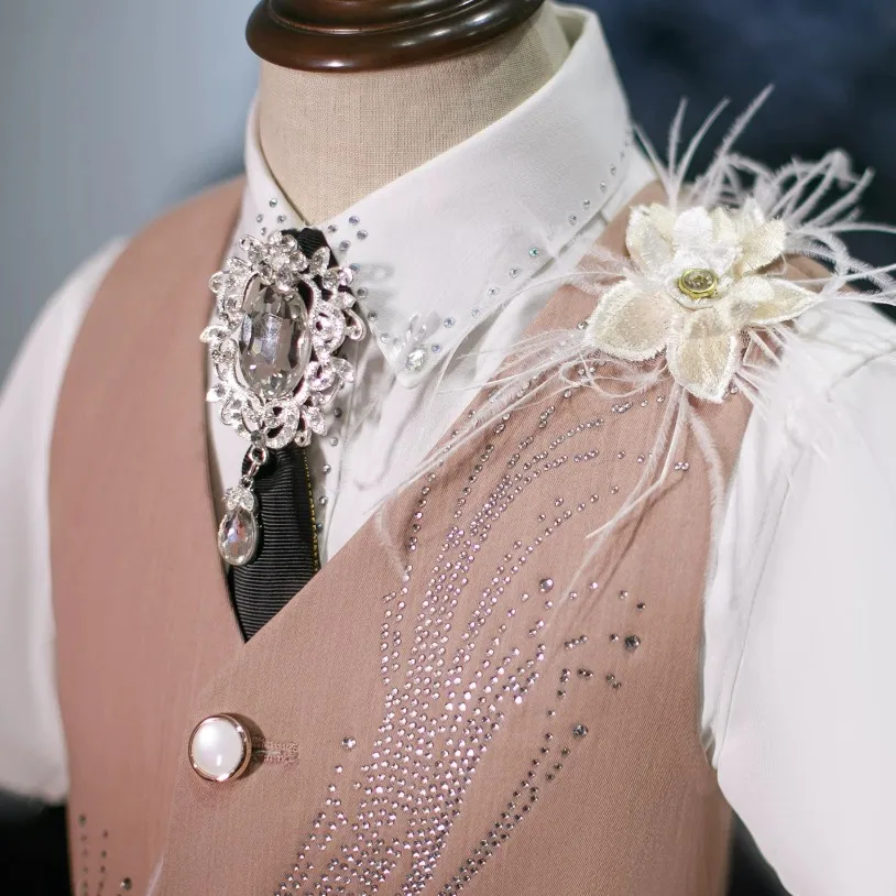 Jungen-Smoking-Weste, Anzug-Set mit Strass-Stickerei, Gentleman-Outfit, Kinder-Hochzeitskostüm, Klavier-Moderator, Geburtstagsfeier, formelle Kleidung – Detail 6