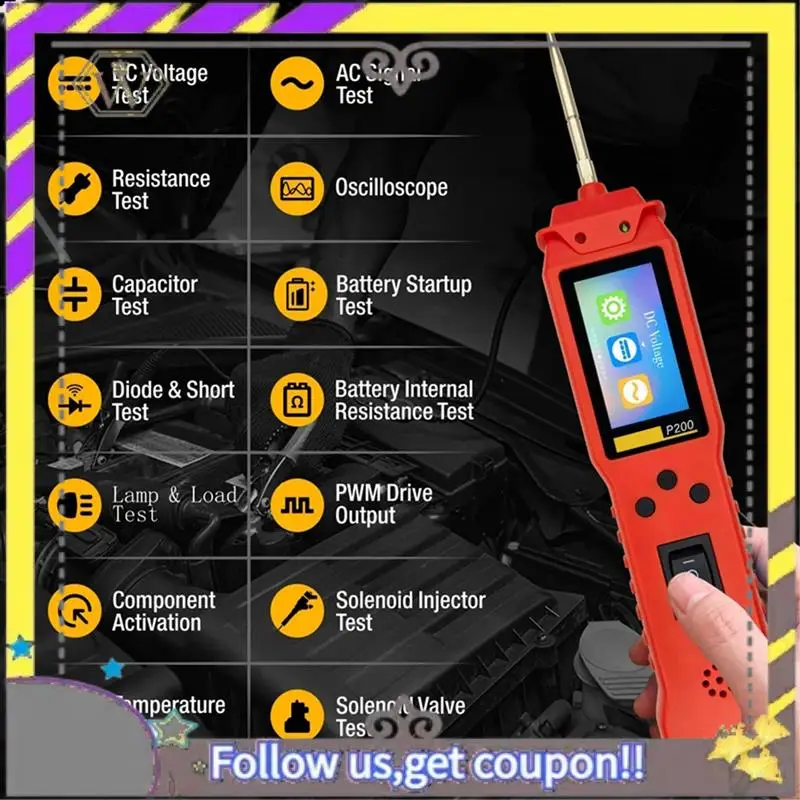 

L38A-P200 Car Electric Circuit Tester Probe Pen Tester Voltage Resistant Test Voltage Power Probe Kit Auto Battery Teste