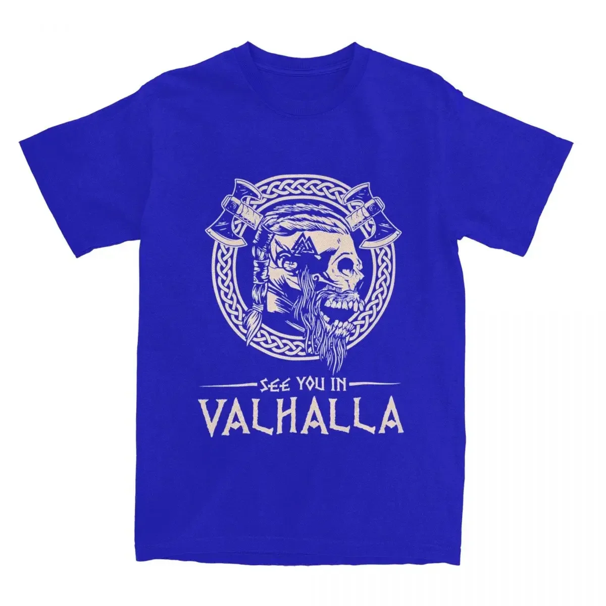 Crew Neck Tee Shirt Short Sleeve Clothes Printed See You In Valhalla Viking T Shirts for Men Pure Cotton Creative T-Shirts funny