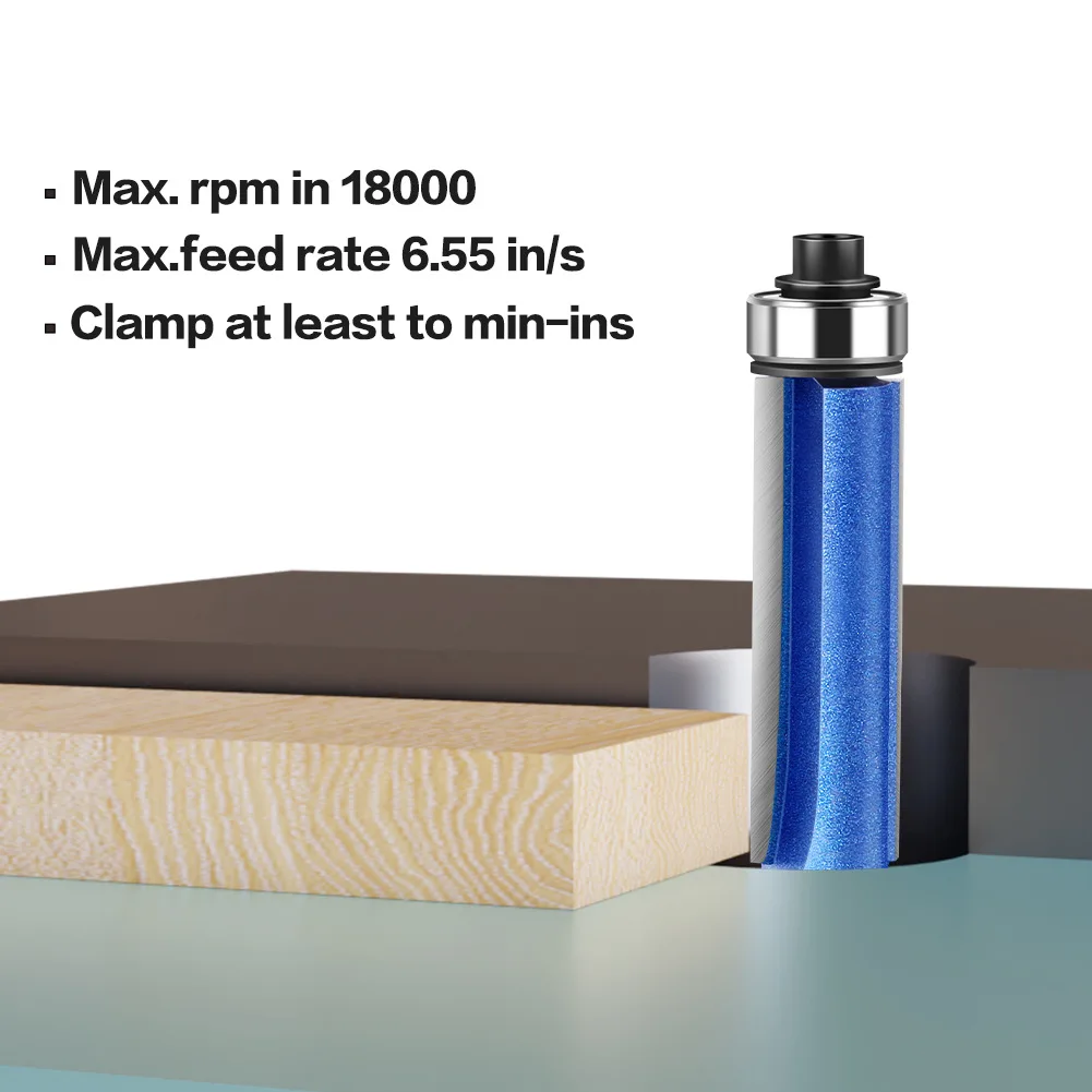 6mm 1/4in Shank Trim Router Bit Set with Bearing for Wood Template Pattern Bit Tungsten Carbide Milling Cutter Woodworking Tools