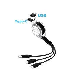 3 in 2 retractable Data USB Cable for iPhone Charger Fast Wire Charging Cable For Android phone type c xiaomi huawei Samsung