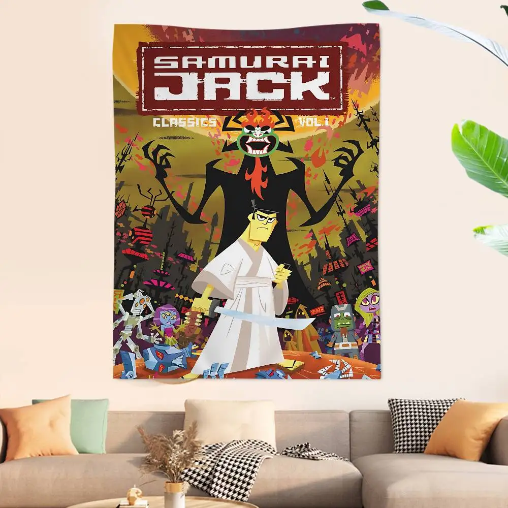 Animated series S-Samurai Jack cartoon Colorful Tapestry Wall Hanging Bohemian Wall Tapestries Mandala Wall Hanging Sheets