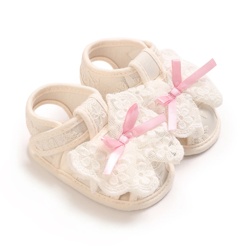 Sweet And Lovely Lace Bow 0-18M Baby Girls' Walking Shoes Summer Cute Baotou Breathable Baby Sandals Walking Shoes