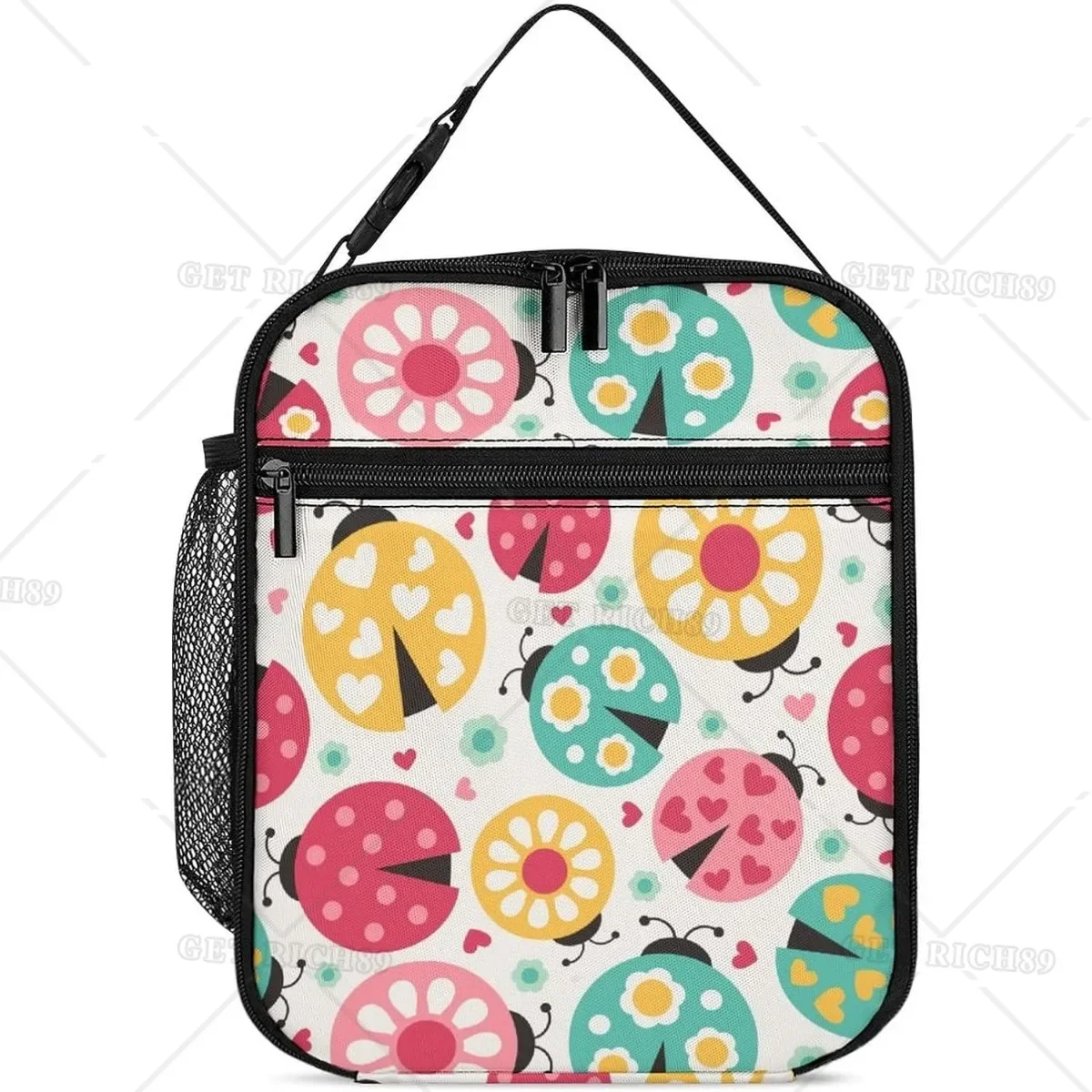 

Cute Ladybird Insulated Lunch Bag Cartoon Animal Large Lunch Box Container Reusable Leakproof Tote for Office Work Beach Travel