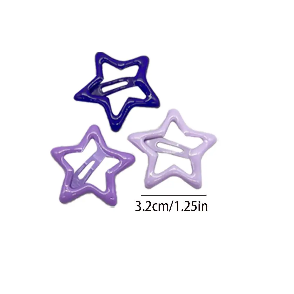 3PCS Purple Blue Star BB Hairclips Women Y2K Snap Hairpins Side Hair Barrettes Cool Girls Clip Boutique Kids Hair Accessories