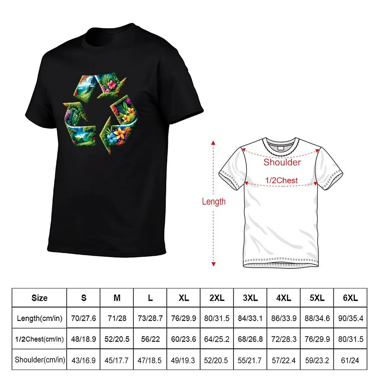 Tropical Recycling Flowers T-Shirt Basic Tee Shirt for Everyday Outfit