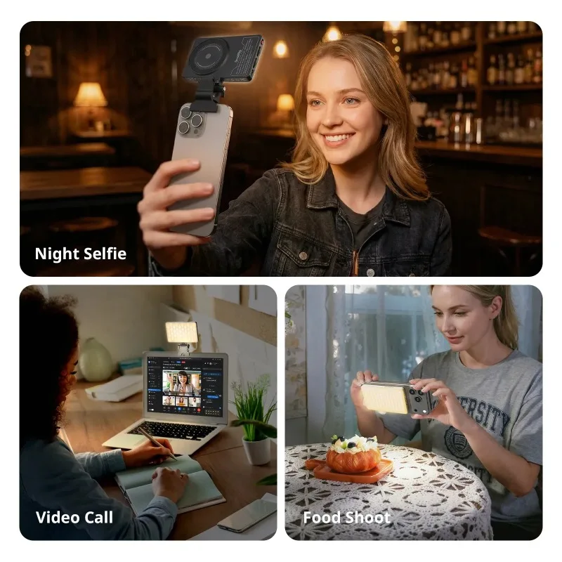 SmallRig M3 Magnetic Fill Light for Phone Camera,Portable LED Photography Light with Bi-Color Temperature Flat Panel Fill Lights
