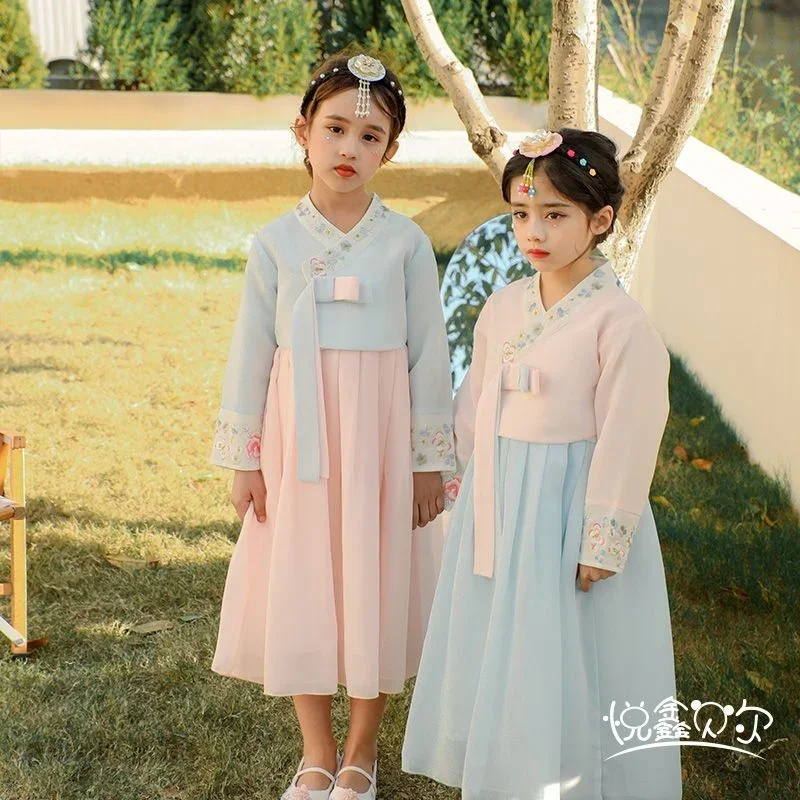 Chinesische Art Hanfu Mädchen Prinzessin nationalen Stil koreanische Kleidung Frühlings kleidung westliche Kinder Kino Leistung