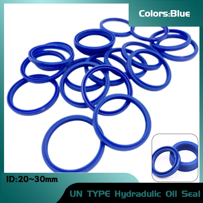 

(Full Dimensions Available) Hydraulic Oil Seal 5-Pack PU Hydraulic U-Cup Seals, UN Type Single Lip for Rod & Shaft, ID 20-30mm