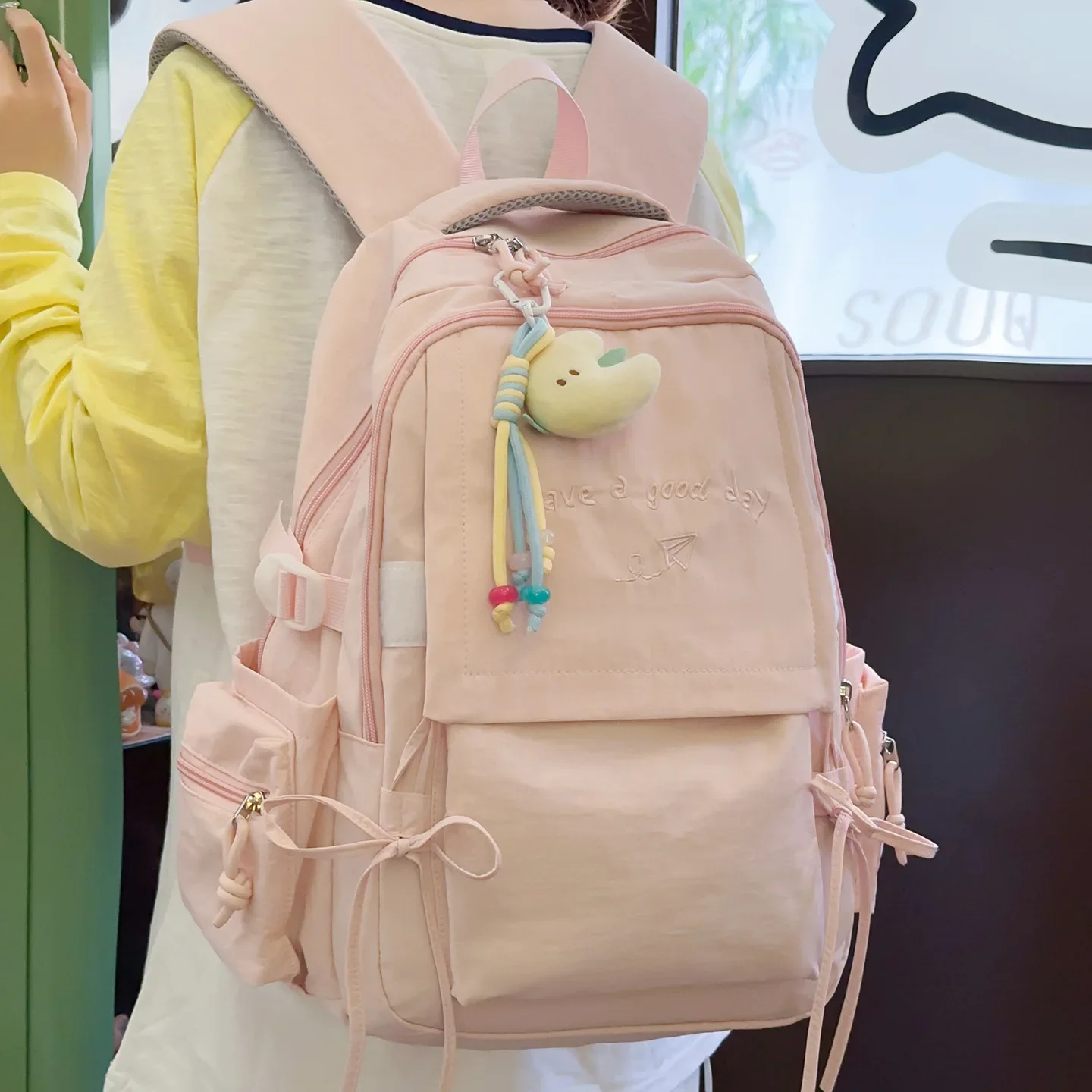 

Candy Color Womens Large Capacity Backpack Middle School Student School Bag Computer Bag Leisure Outdoor Travel Luggage Bag