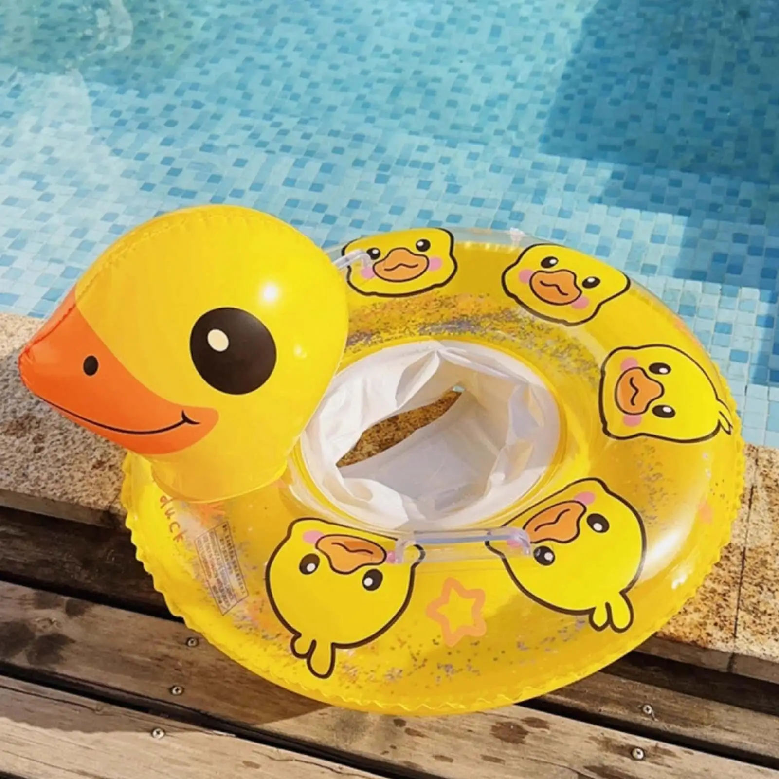 子供用浮き輪、赤ちゃん用黄色いアヒル型のハンドル付きプールフロート、夏の旅行に最適な男の子向け屋外玩具