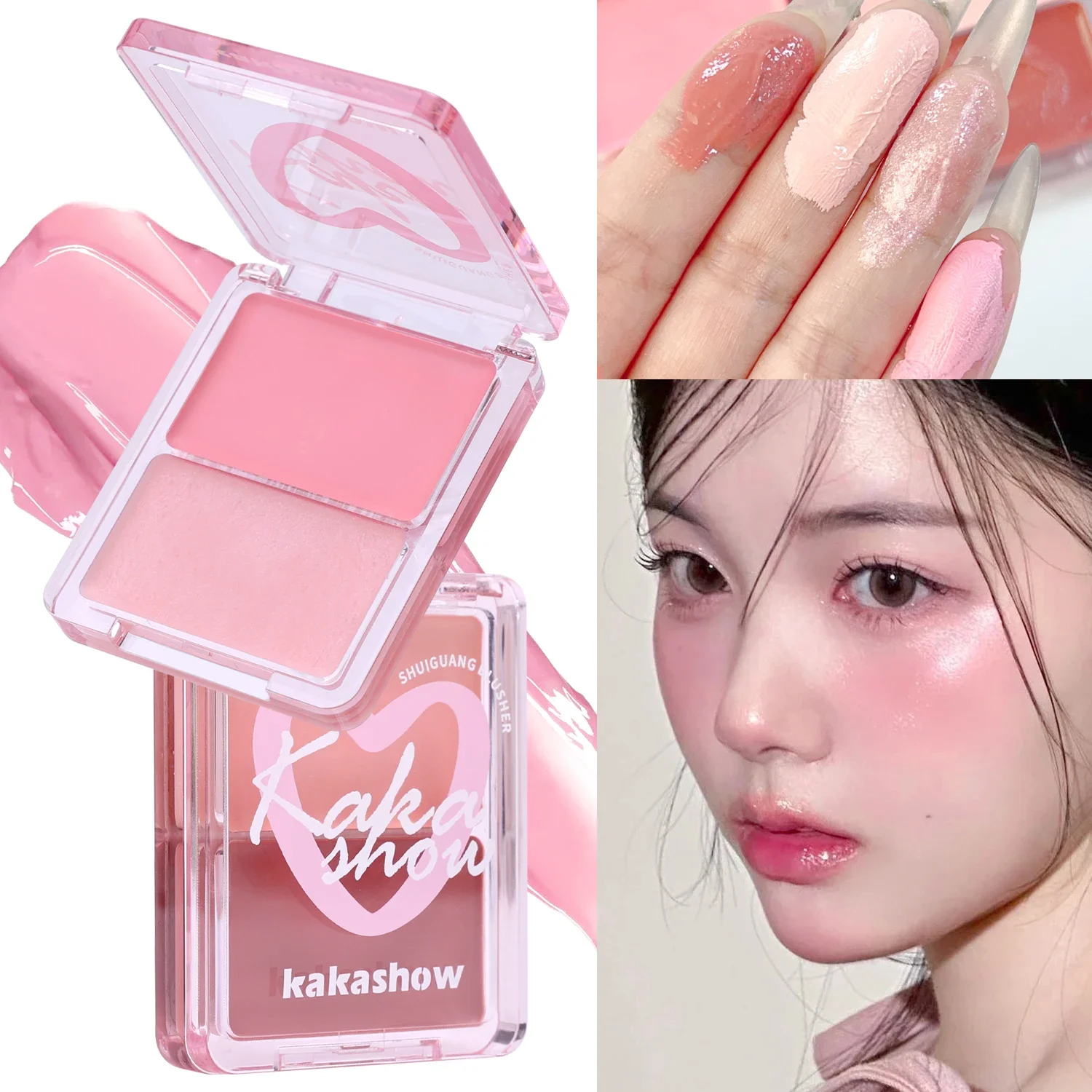 Two-color Water-light Blush Cream Natural Long Lasting Easy To Color Moisturizing High Gloss Blusher Face Korean Makeup Cosmetic
