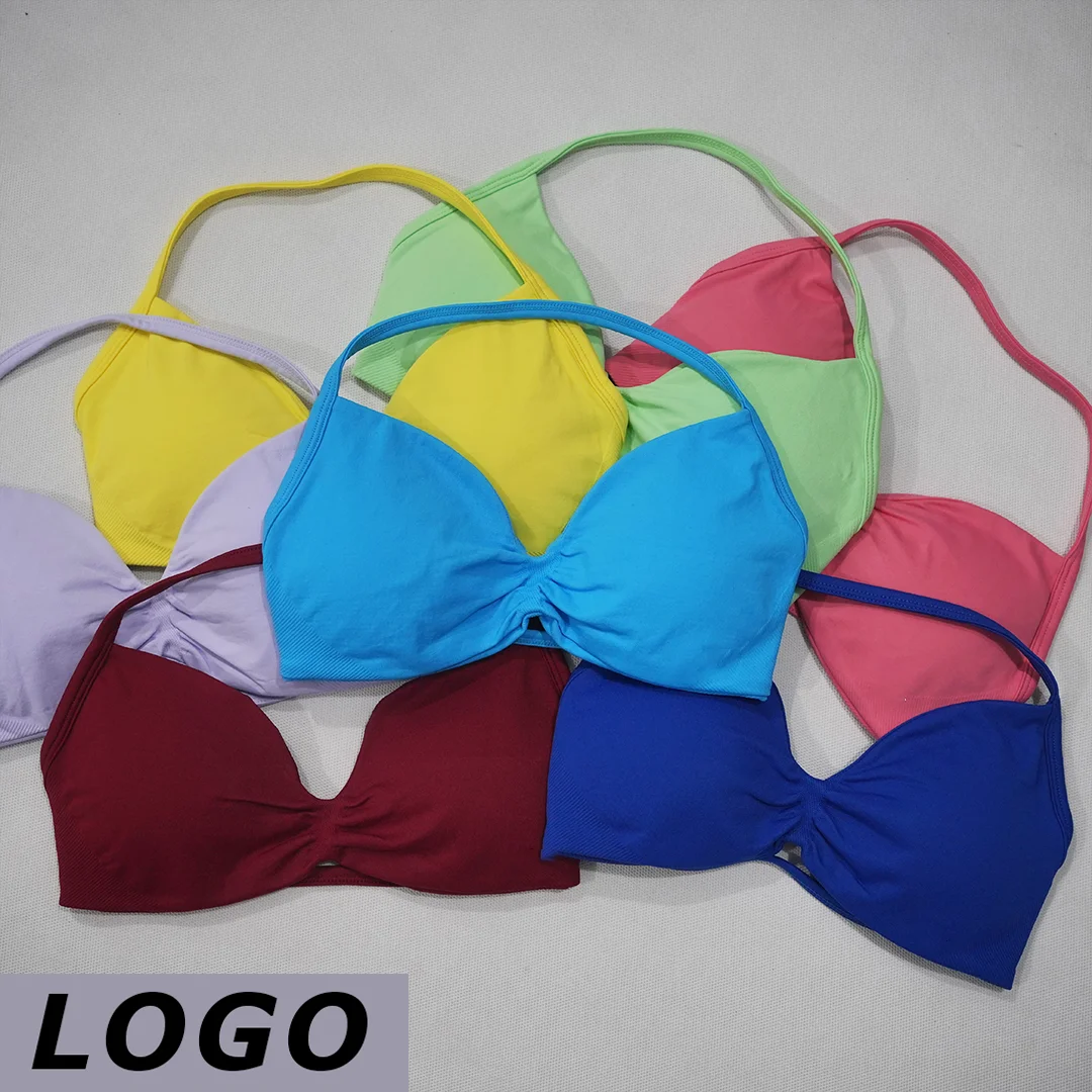 DF Women Backless Push Up Sports Bra 2026 New Summer High Support Shockproof Breathable Elastic Bra Gym Yoga Training Fitness Ac