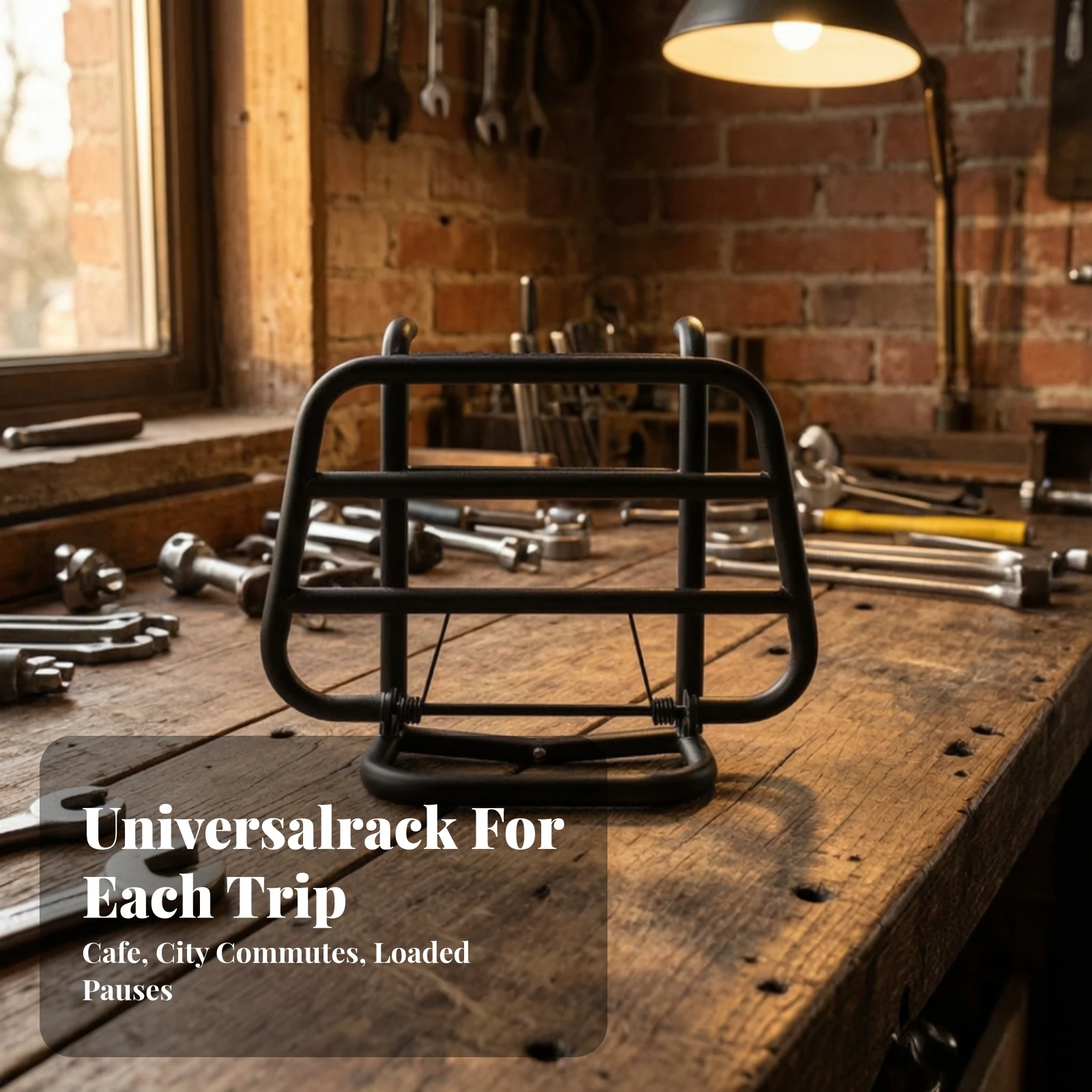 Front Luggage Rack with Mounting Brackets Black Front Luggage Rack Compact Low-Profile for Commuters, Everyday Errands, City Use