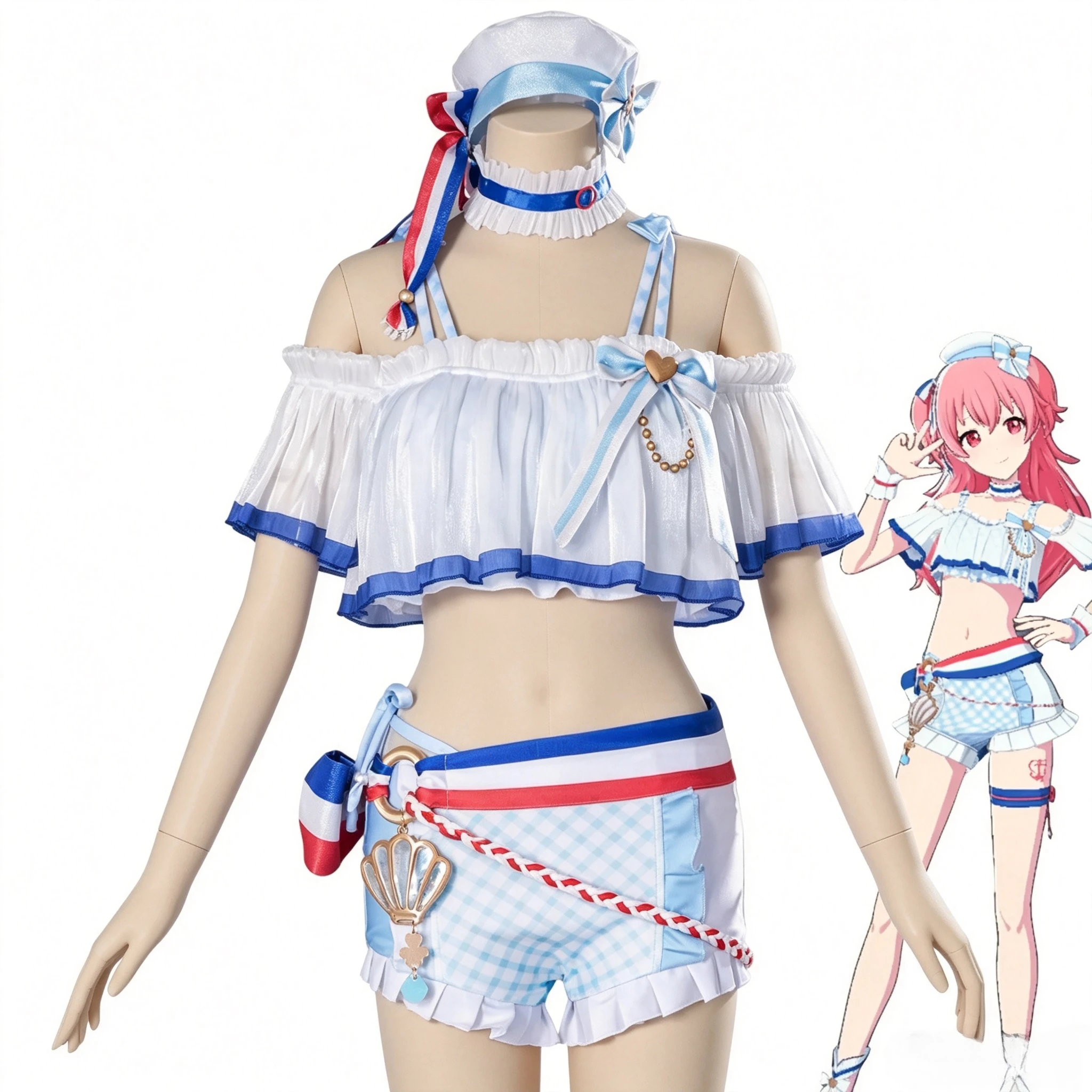 

PJSK Lovely Flowers Blooming by the Water Momoi Airi Blue Marine Idol Swimwear Outfits Game Anime Cosplay Costumes