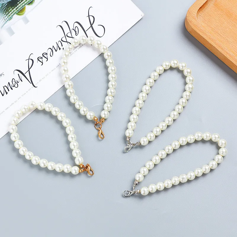 Simple Imitation Pearl Key Chain for Earphone Case Bag Pendant Beaded Key Holder Women Cellphone Lanyard DIY Jewelry Accessories