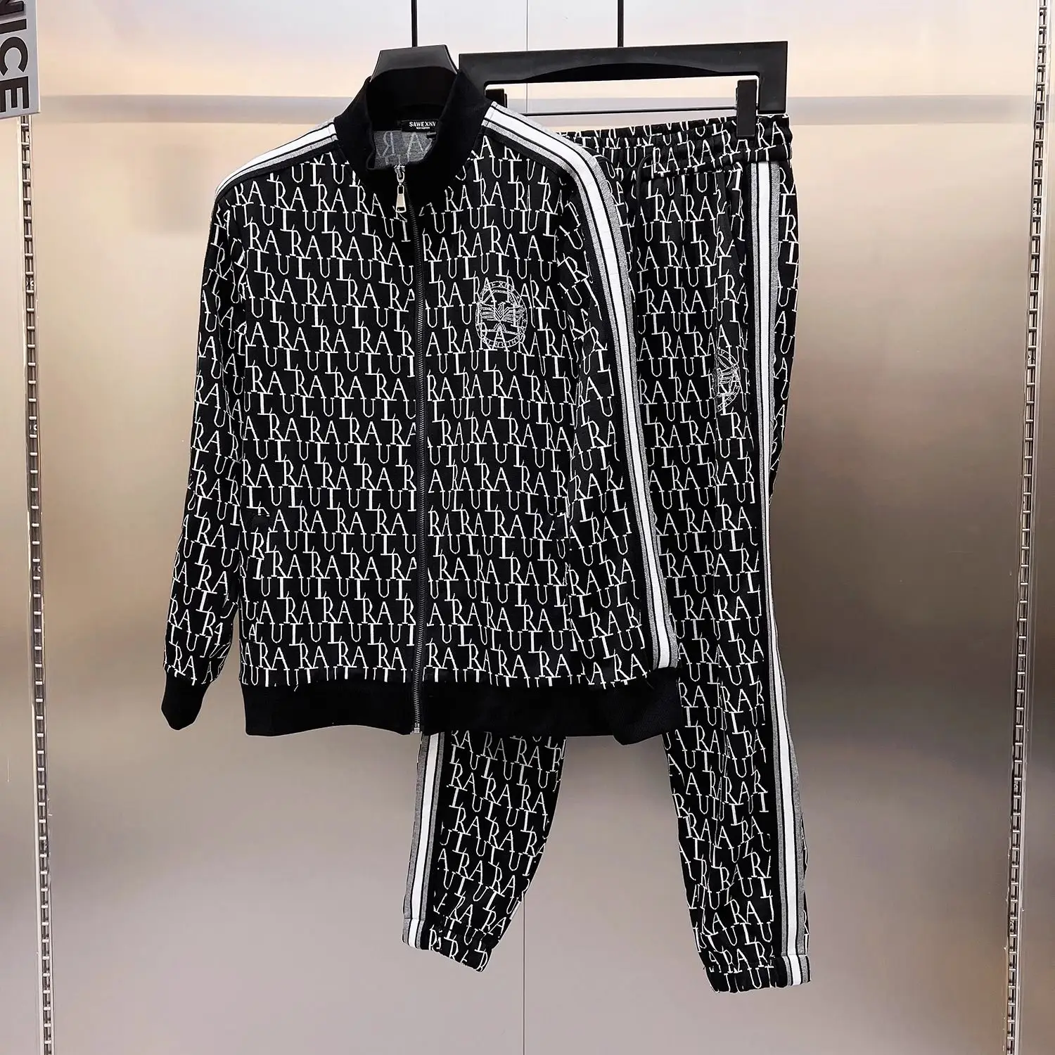 

Осенне-зимний модный мужской кардиган с длинными рукавами и горячим тиснением, толстовка с капюшоном, повседневные брюки, повседневный костюм