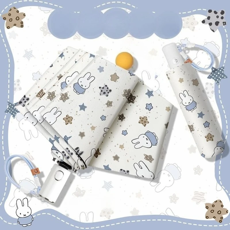 Cartoon Kawaii Miffy Umbrella Anti-rebound Student Dual Use Vinyl Fold Sun Protection Sunshade Fully Automatic Travel Essentials view 6