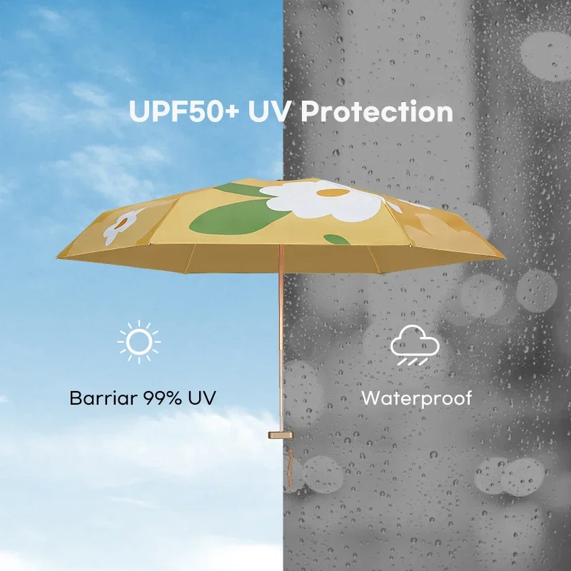 Mini Umbrella Women UV Blocking Parasol Outdoor Cartoon Small Sun Umbrella for Woman Folding Portable Pocket Umbrellas for Beach