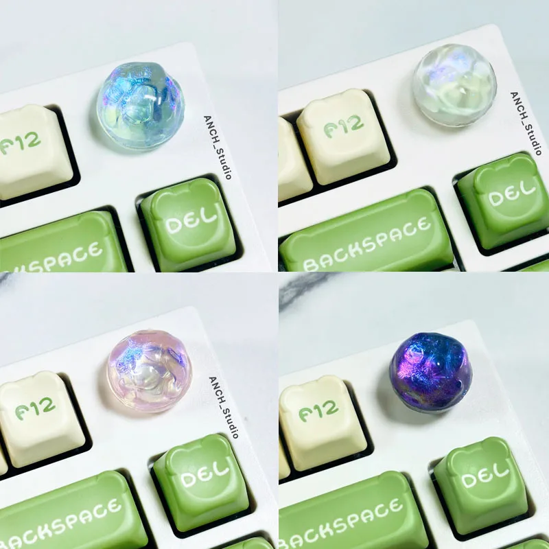 Keyboard Volume Knob Handmade Transparent 6mm Diameter Universal Mechanical Keyboard Water Ripples D Port Knob Volume Button