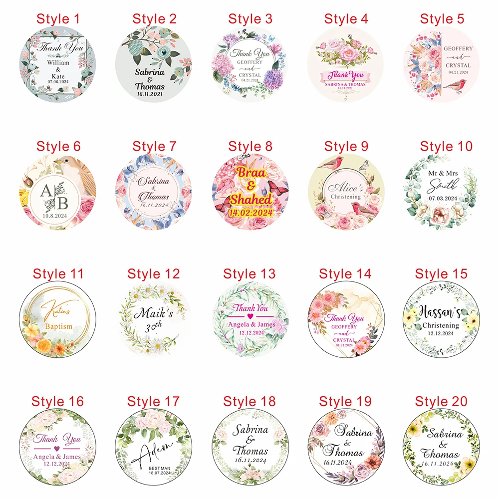 20/50/100pcs Personalised Print Photo Baby Name Baptism Birthday Acrylic Round Label Wedding Party Decor Favors Custom Gift Tag