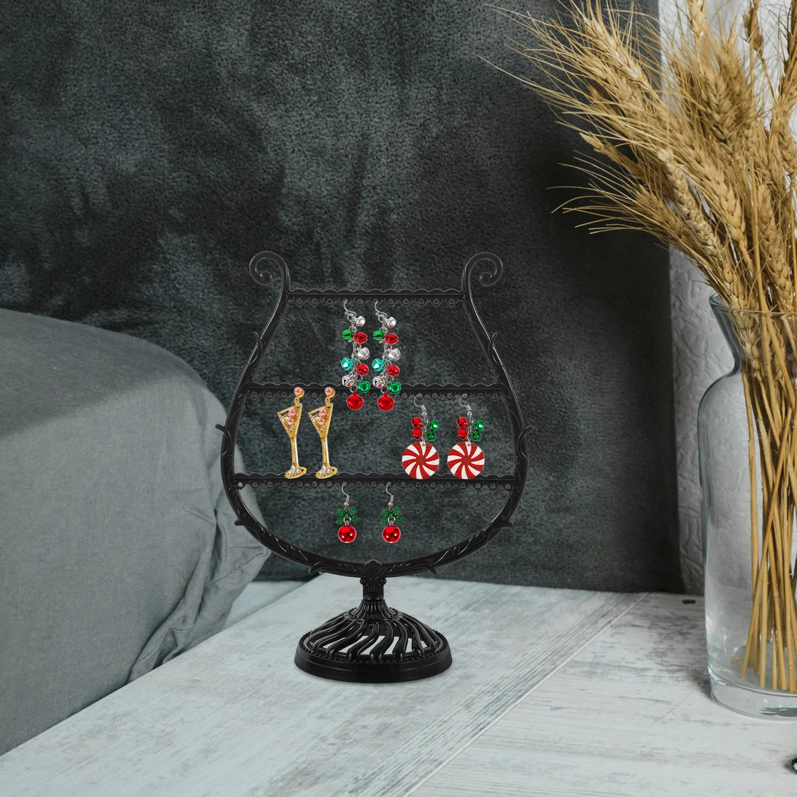 

Подставка для ювелирных изделий, черная винная форма, держатель для сережек, органайзер для ожерелья, браслетов, шпилек, висячие серьги, стеллаж для хранения