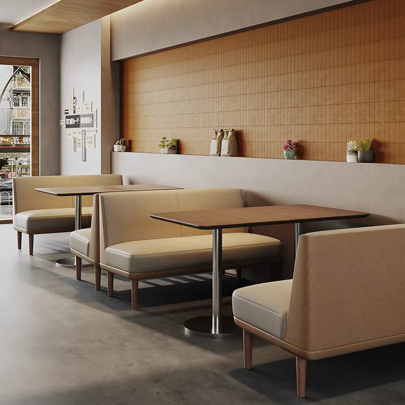 

Lightweight luxury modern wooden furniture, Western restaurant booth, sofa, table and chair combination catering teahouse use