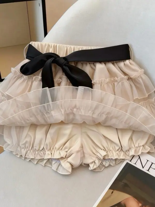 

Розовая юбка-полусолнце с узлом «Лотос» для женщин, весна-лето, новая, в балетном стиле, А-силуэт, с защитой от просвечивания, пышная, многоярусная, в нежном стиле