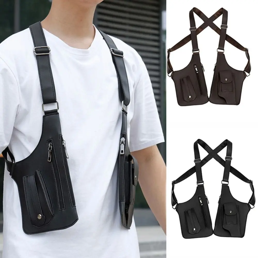 Anti-theft Storage Vest Bag Leather Multi-Pocket Hidden Underarm Shoulder Concealed Multifunction Strap Chest Bag Men Woman