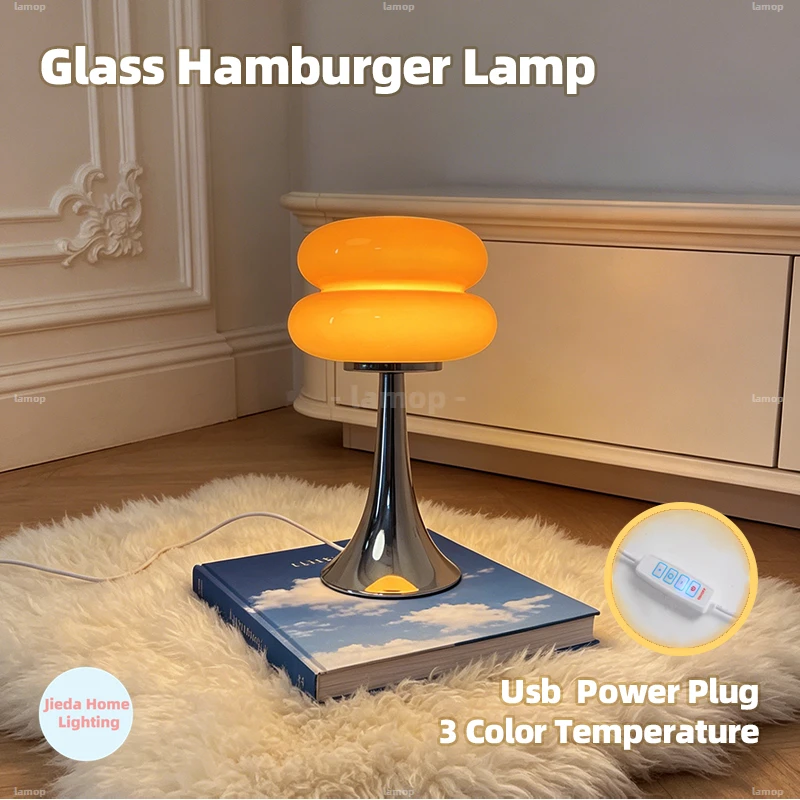 Nordic Double-layer Sandwich Night Light Bauhaus Minimalist Table Lamp Ins-style Ambient Lamp for Living Room and Bedroom Bedsid