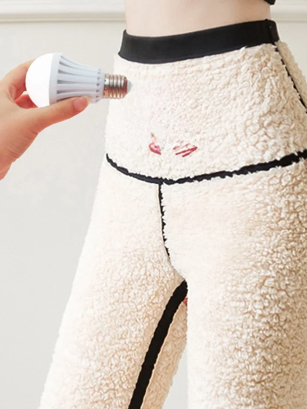 

aphene Warmth Fce Lined Thiened Autumn Winter ark Skin Pants Women's High Waist Long Trousers Self Heating Base Layer