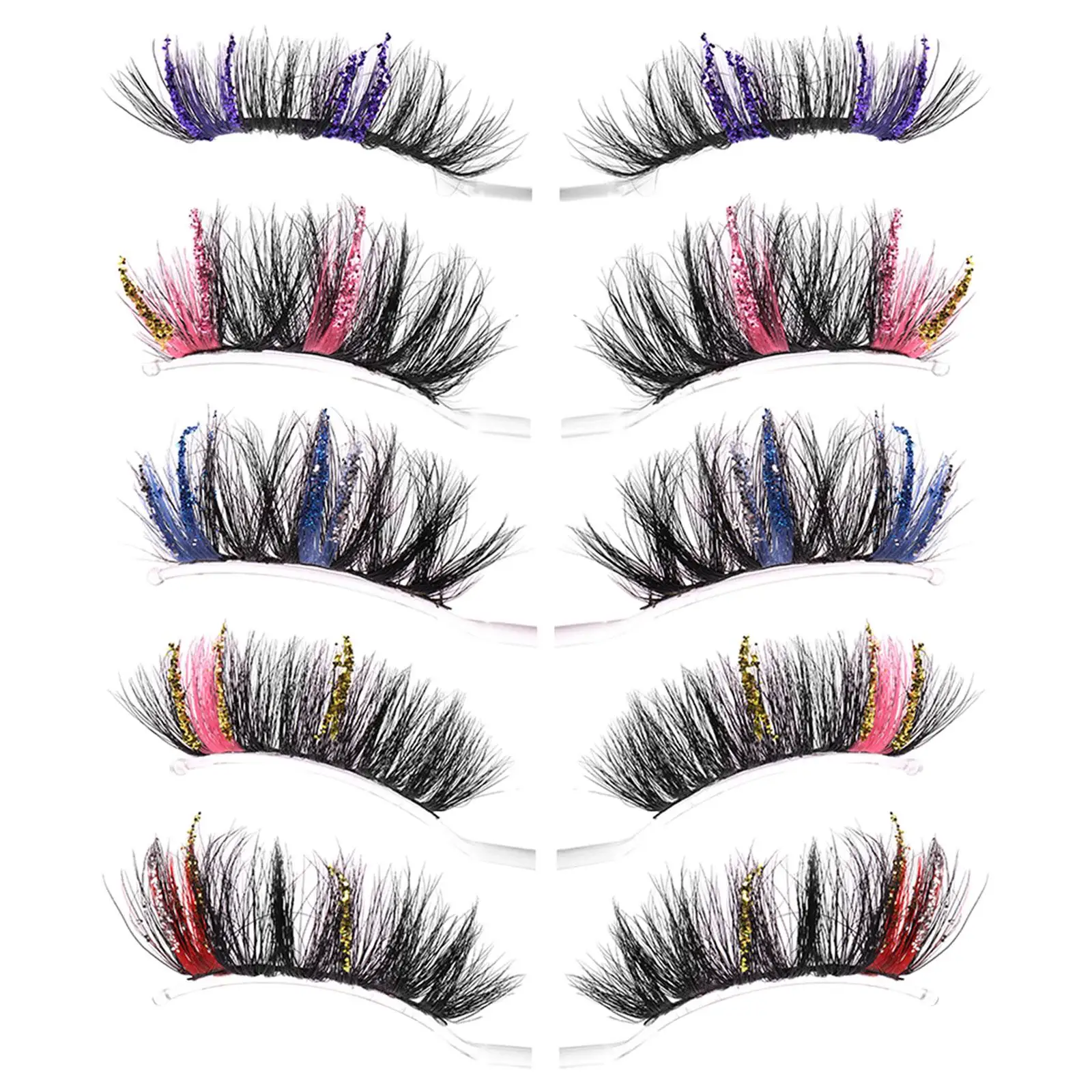 Cílios postiços coloridos D Curl Strip cílios de vison para cosplay