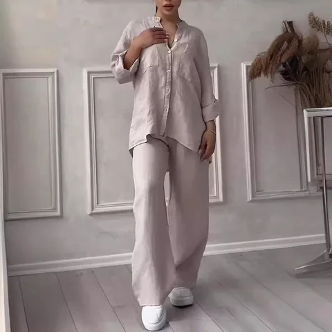 Женский комплект QINGSHUJI из льна и хлопка