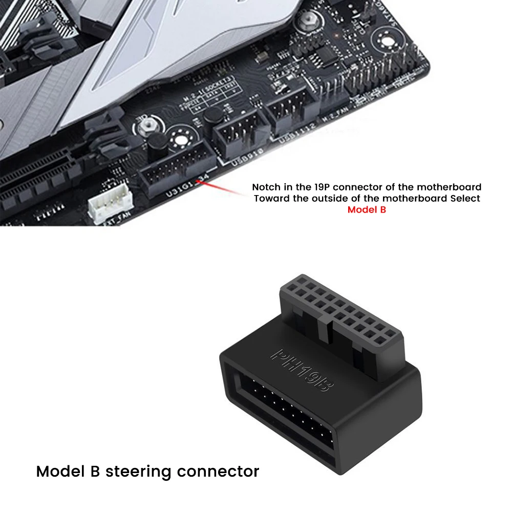 2PC PH19A PH19B USB 3.0 19 Pin 90 Degree Computer Converter Desktop Computer Motherboard Adapter Converter Computers Accessories