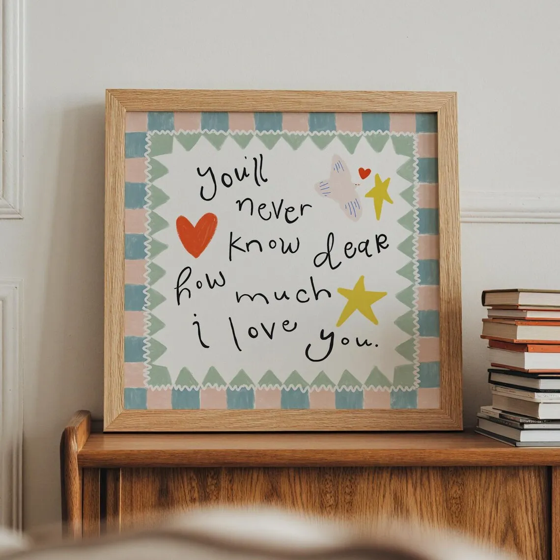 You'll Never Know Dear How Much I Love You Illustration Wall Art Canvas Prints Nursery Decor Abstract Picture for Baby Kids Room