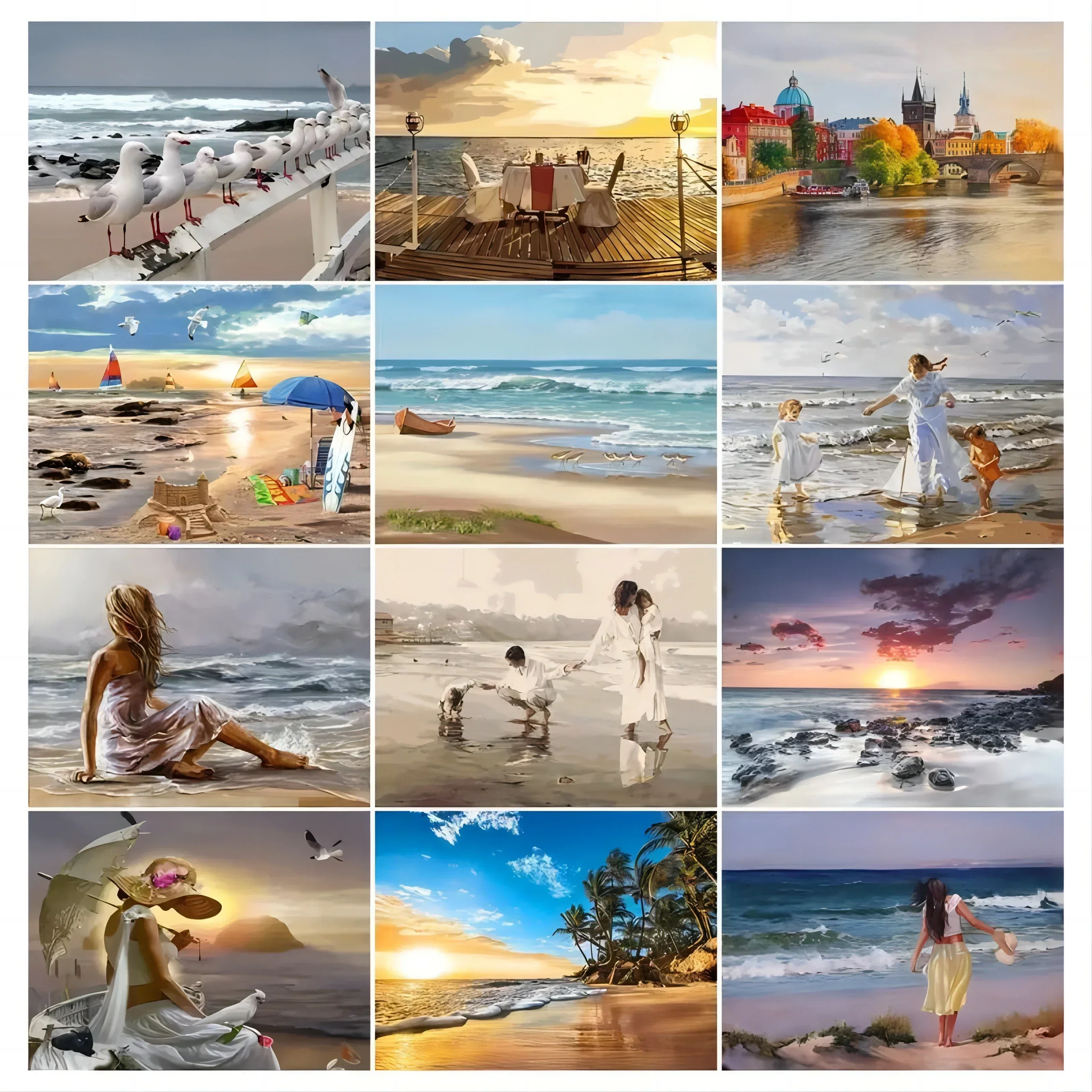 

644489 Oil Painting by numbers Kits Picture Drawing Beach Scenery Handmade DIY Coloring by numbers Adults