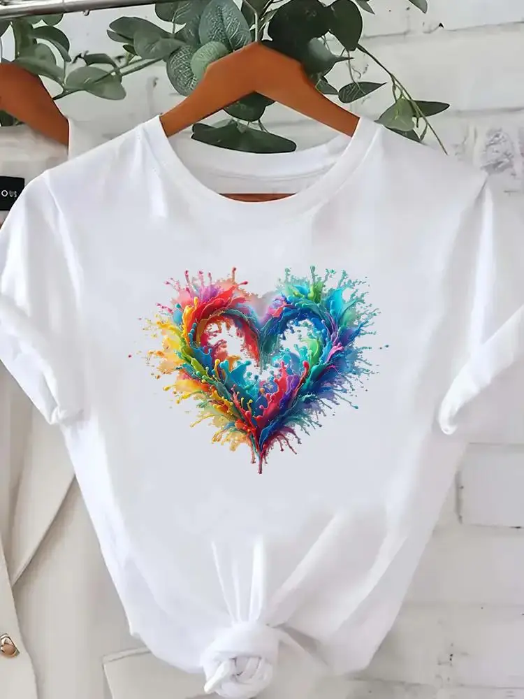 Print Short Sleeve O-neck T-shirts Ladies Popular Casual Women Cute 90s Lovely Trend Graphic T Tees Clothing Fashion Clothes