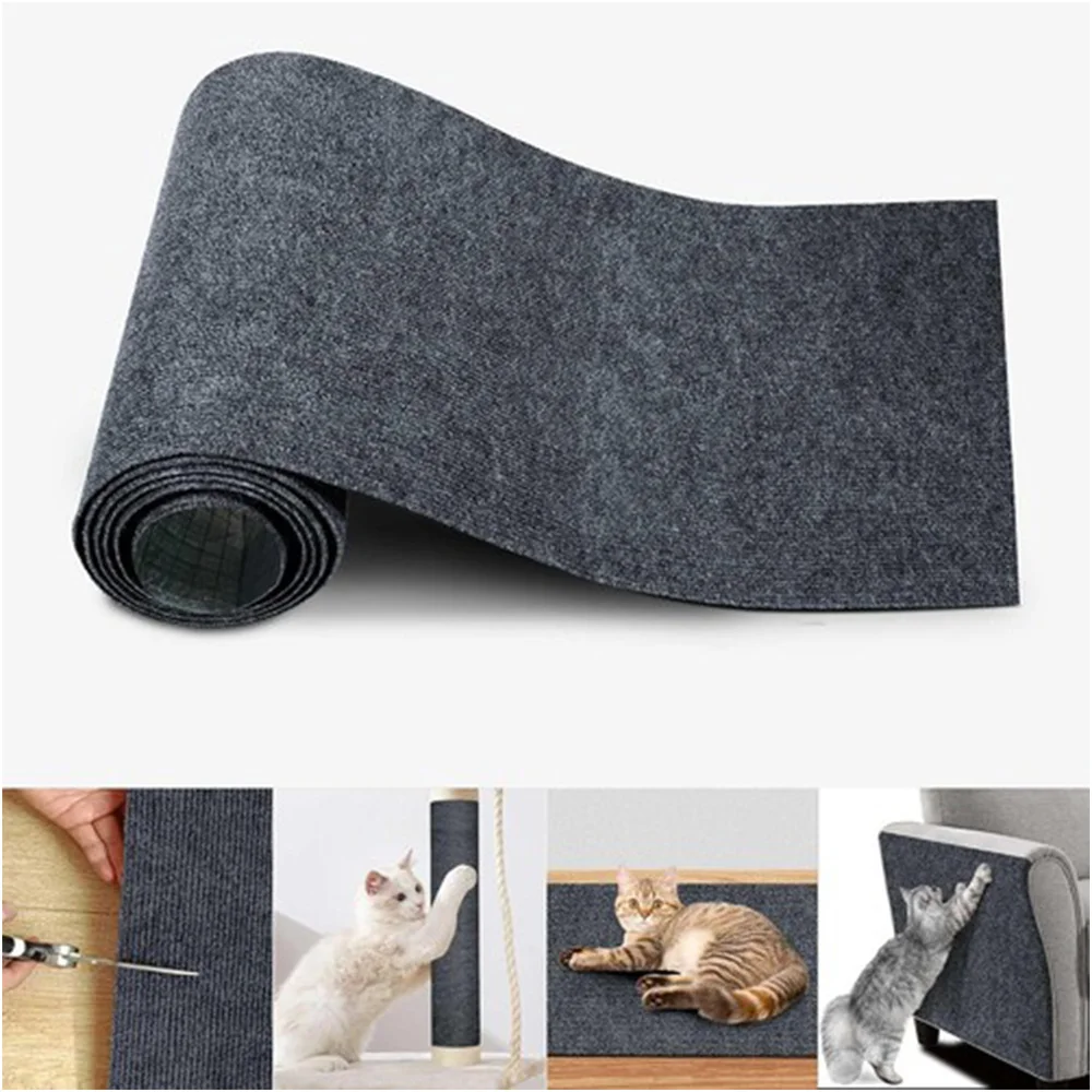 1 set di tappetini autoadesivi per gatti, dimensioni 40x200 cm, colore grigio scuro, da tagliare a piacere, per proteggere divani, pareti, mobili e porte dai graffi – tappetino resistente e