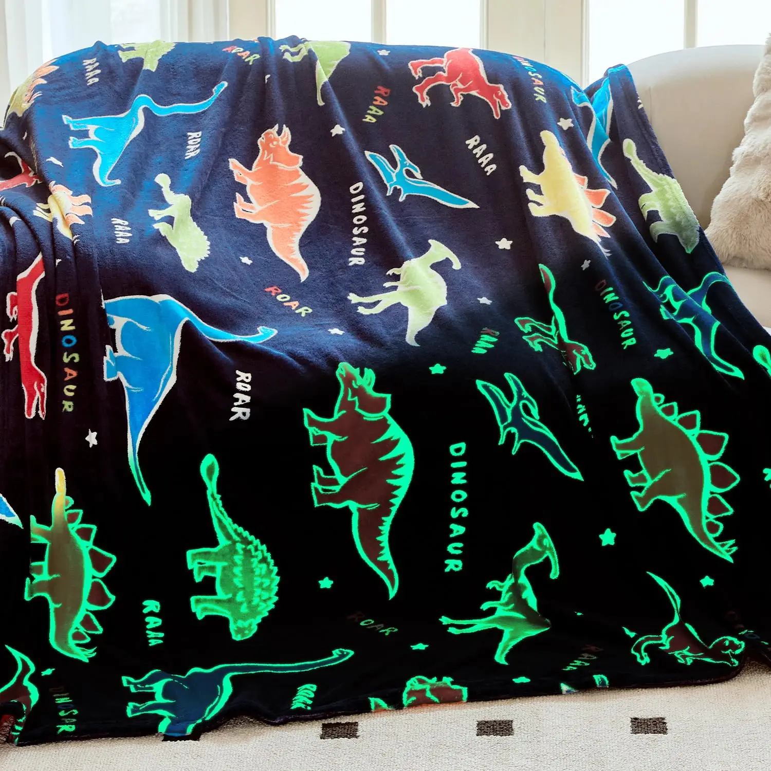 Children Fantasy Glow in the Dark Space Fleece Blanket Gift For Kids,Single Full Microfiber Throw Blanket