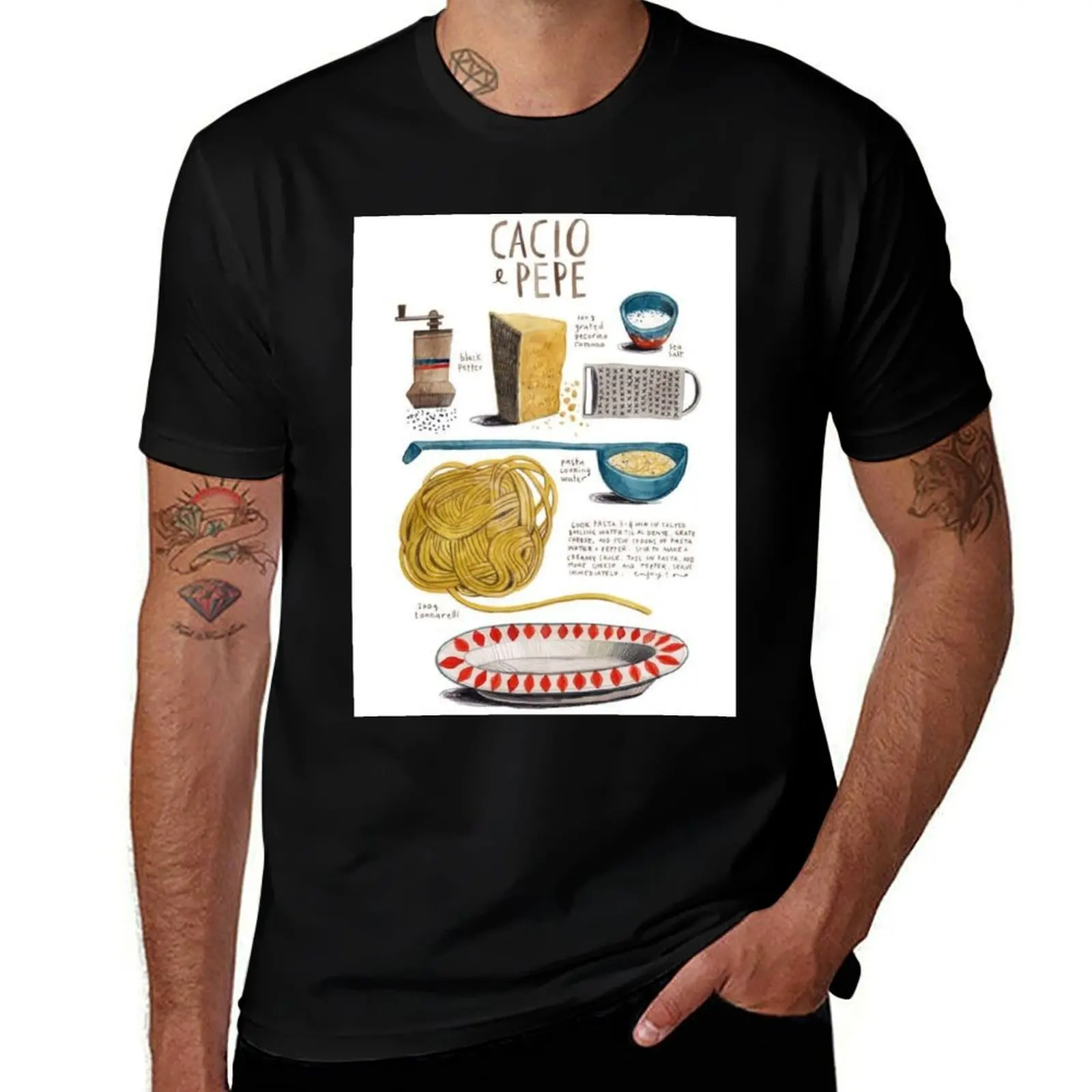 

CACIO E PEPE 1-принт cacio e pepe — итальянская еда — футболка с минимальным дизайном, милые топы, блузка, наряды для мужчин