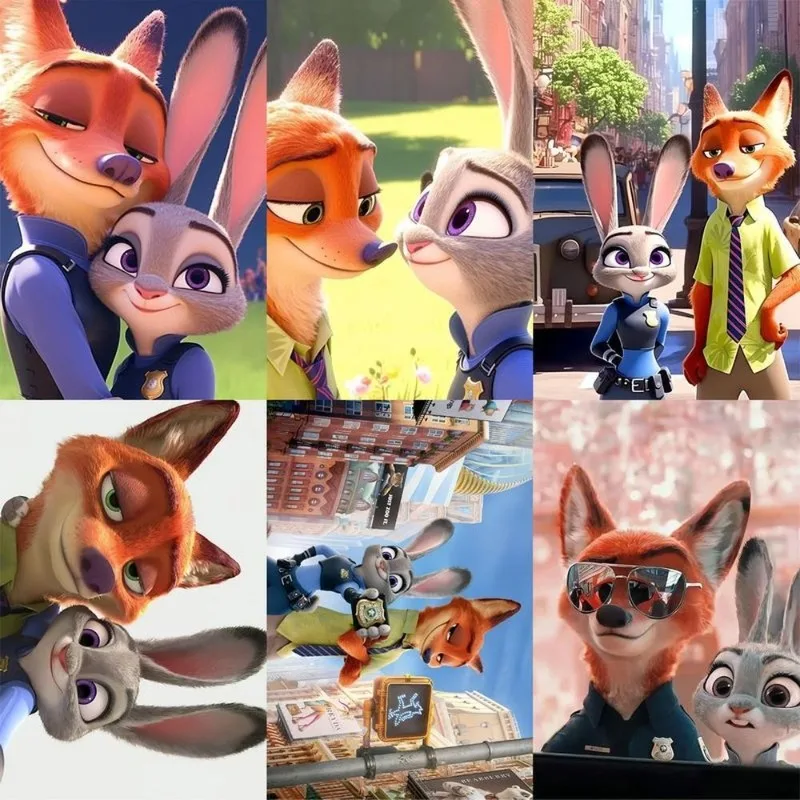 60PCS Crazy Animal City Judy Hopps Nick Wilde Sweet Couple Stickers Decoration Cell Phone Case Handbook Decals Wholesale