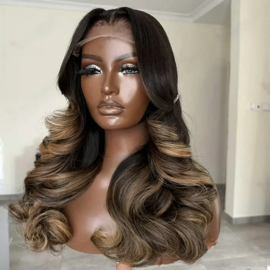 

Бесшовная мягкая шелковая основа 5x5, 28 дюймов, с коричневыми прядями, волнистые еврейские волосы с эффектом HD-кружевной сетки, европейские волосы, предварительно прорезанные, для ежедневного использования