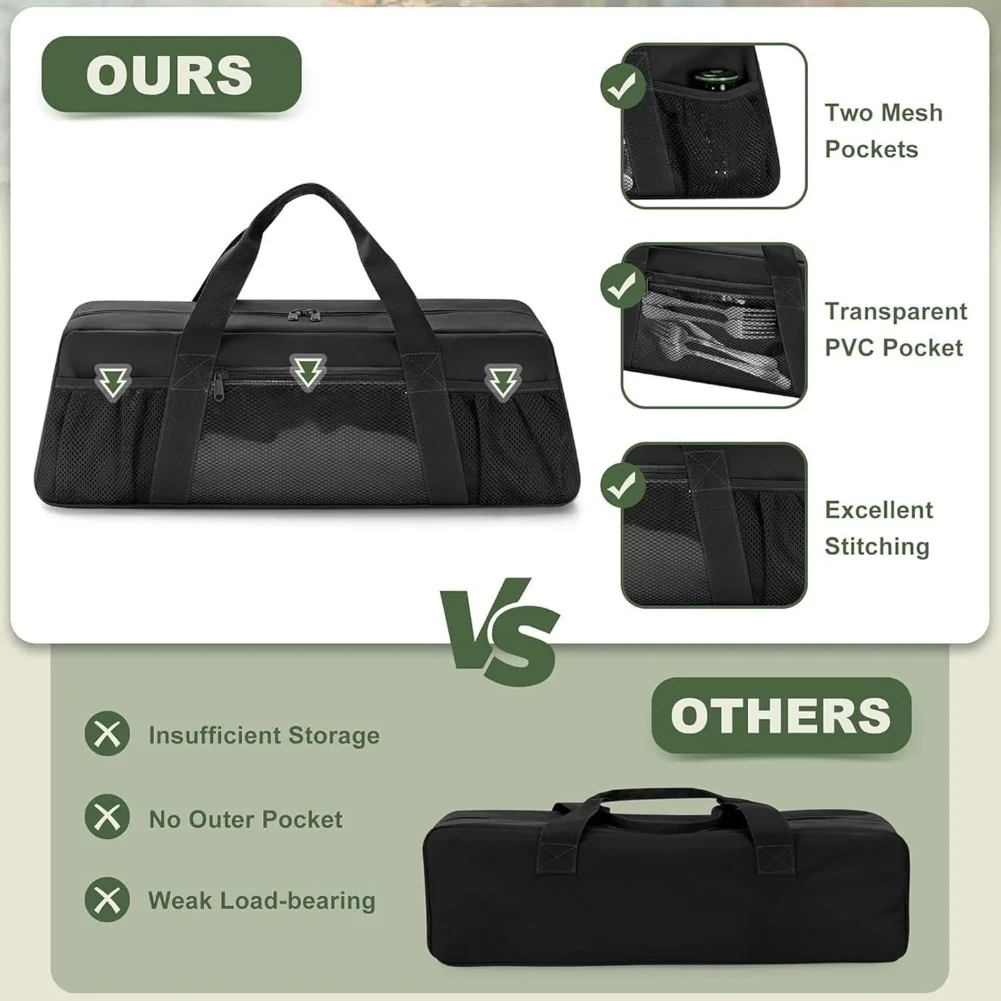 

Heavy Duty For BBQ Utensil Storage Bag with Multiple Pockets Designed for Easy Transport and Organization Outdoors