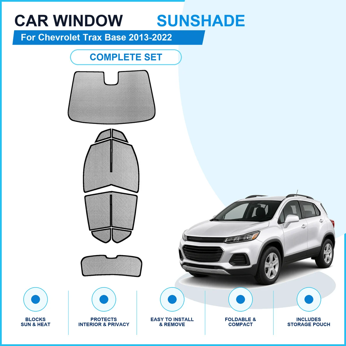 For Chevrolet Trax Base 2013-2022 Custom Full Set Window Sunshades Aluminum Foil Suction Cup Anti UV Privacy