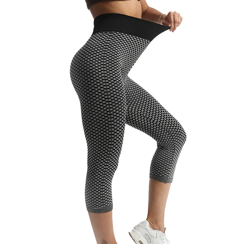 Ysdnchi empurrar para cima leggings treino respirável capris esporte leggins sem costura cintura alta meados de bezerro feminino ginásio de fitness yoga roupas