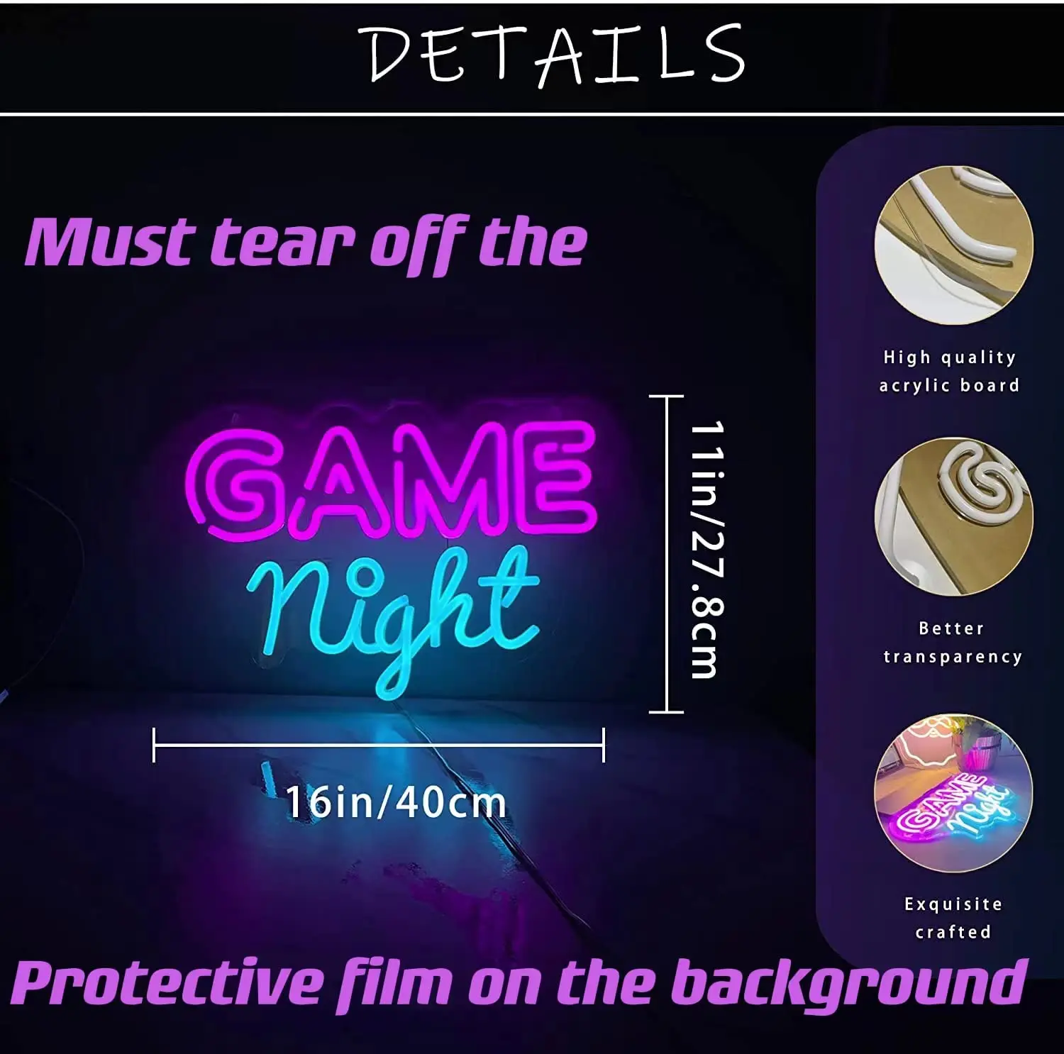 Game Night Neon Sign Led Colorful Neon Light Up Signs Wall Decor Usb Powered Neon Game Sign Bedroom Game Room Wall Party Gifts