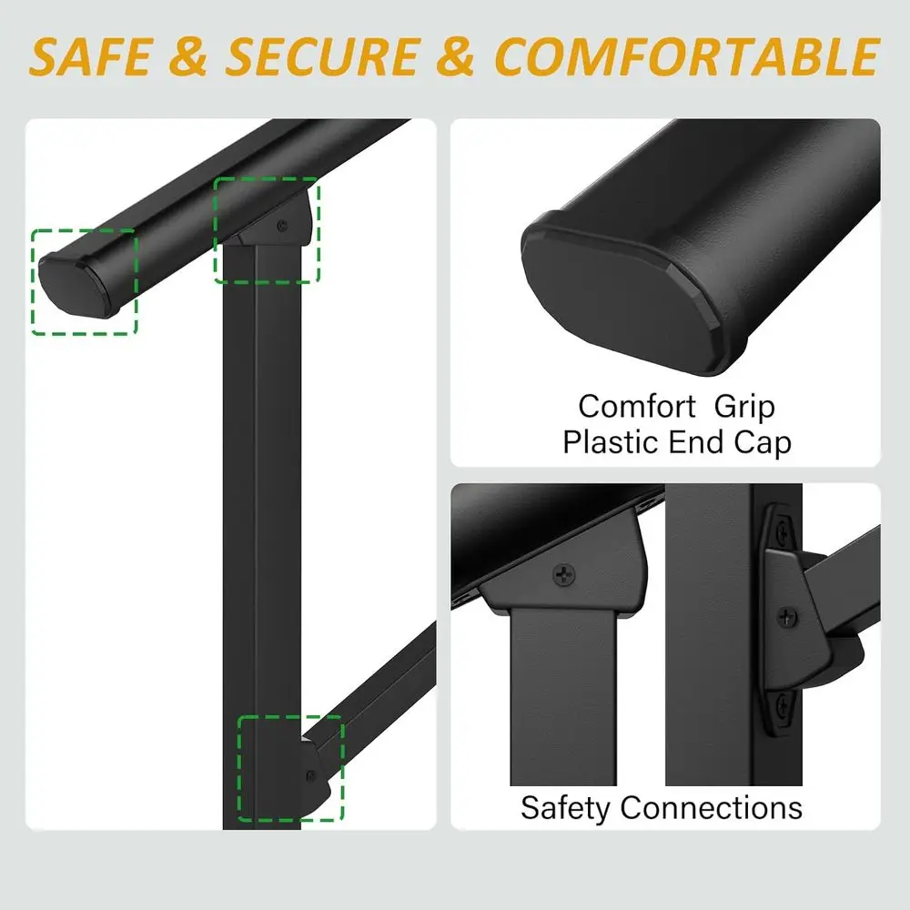 5 Step Handrails for Outdoor Steps, Safety Outdoor Handrails for Exterior Steps, Black Stair Railing Kit (4-5 Steps Handrail)