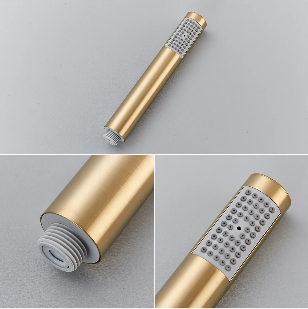 Brushed Gold Shower Faucet Embedded In 2 Ways Shower Mixers Wall Mounted Rainfall Bathroom Shower Tap Stainless Steel Head