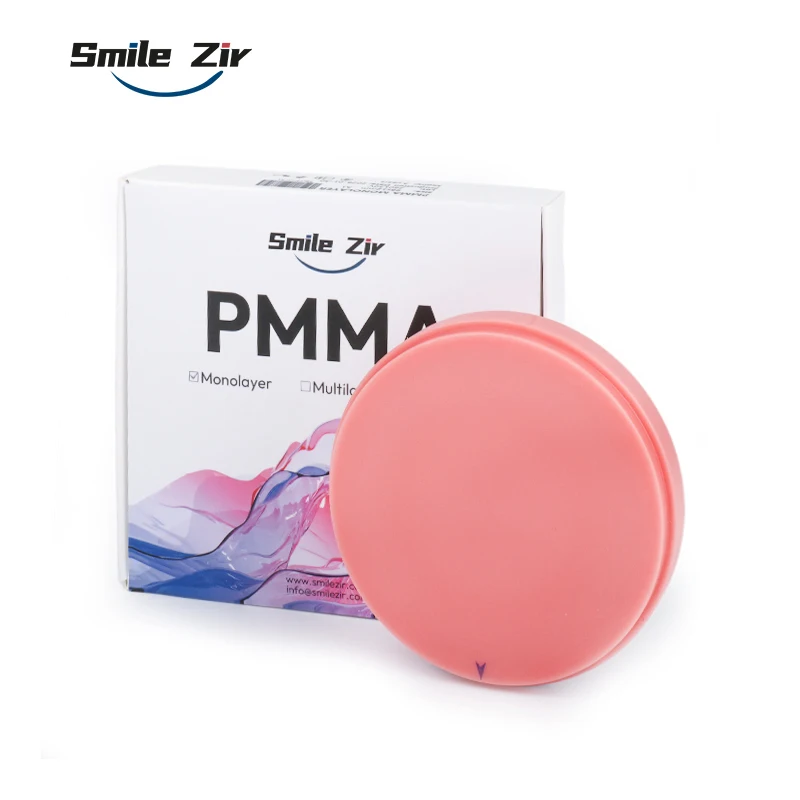 smile_zir Dental Acetal Flexibele PMMA Blokken Schijf Roze Heldere Kleur voor Tandtechnisch Laboratorium 98mm CAD/CAM Open Systeem Tandheelkunde Materialen - afbeelding 2